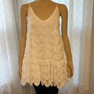 Mustard Seed- boho style sleeveless white lace dress